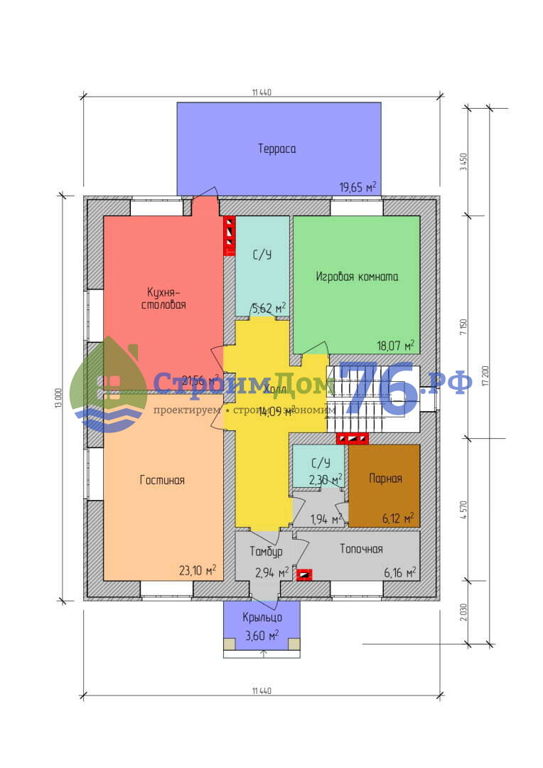 Проект двухэтажного дома из керамического блока в Ярославле